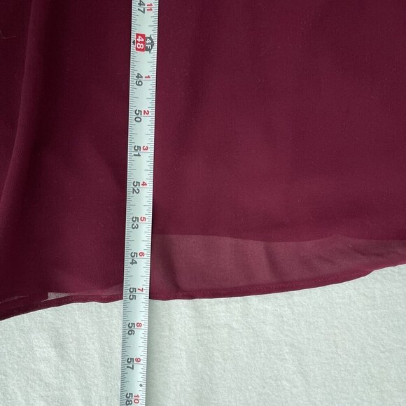 Lulus Make Me Move Burgundy Cold Shoulder Evening Gown Maxi Dress Womens XS - Picture 11 of 13